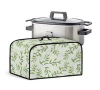 HUISEFOR Crock Pot Cover Dust Protection Slow Cooker Cover for Kitchen Countertop, Green Leaf Appliance Cover with Top Handle and Accessories Pocket, 8 quarts