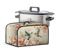 HUISEFOR Floral Hummingbird Appliance Dust Protection Slow Cooker Cover Fits Most 6-8 Quart Oval Slow Cooker Washable Small Crock Pot Cover with Mesh Pocket