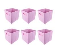 Huisen furniture 6pcs Foldable Canvas Storage Box Pink Fabric Unit Storage Cube Basket Bin for Kids Toy Nursery Clothes Wardrobe (Pink ×6)