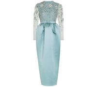 Huishan Zhang Starla Embellished Duchess Satin and Tulle Midi Dress - Grey - 14 (UK14 / L)