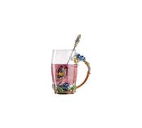 HUISHENG Enamels Butterfly Flower Tea Cup Sets, Glass Coffee Mugs, Valentines Mother's Day Christmas Gifts for Women Wife Mum Her Grandma Girls Teache