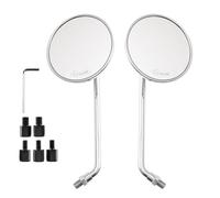 HUISI 2pcs 8mm 10mm Universal Motorcycle Round Side Back View Mirror Motorbike Side Mirrors E-bike Scooter Rearview(Silver)