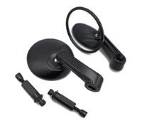 HUISI Universal Fit For 22mm Motorcycle Round Handlebar End Rearview Mirror CNC Aluminum Alloy Moto Accessories Side Mirrors Parts(Black A)