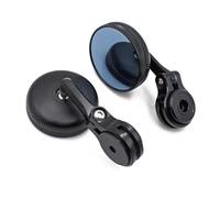 HUISI Universal Fit For 22mm Motorcycle Round Handlebar End Rearview Mirror CNC Aluminum Alloy Moto Accessories Side Mirrors Parts(Black B)