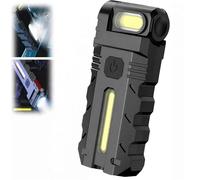 Huiteng XR 180°Rotating Head LED Work Light, 800 Lumens Mini Keychain Flashlight with Magnetic Base, Dual-Light Source & Clip-On Design, Type-C Dual Light for Camping, Emergency, Hiking (Black-1Pcs)