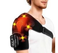 Huiteng XR Shoulder Massager with Heat, 5 Adjustable Heat & Vibration Modes, 5000mAh Triple Method Shoulder Massager with Remote Control, 3-Speed Timer, Ideal for Home, Office (Black)