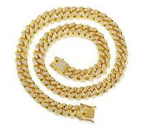 HUITIAN Mens Cuban Link Chain Gold Silver Bling Miami Cuban Necklace Diamond Chain for Men Iced-Out Hip Hop Jewelry 20