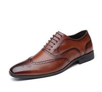 HuitJours Men Classic Brogues Wingtip Lace up Oxford Spectator Two Tone Multi Tone Gatsby Prom Black White Dress Shoes, Brown, 6 UK