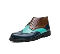 HuitJours Men Winter Oxford Dress Ankle Boots Brogues Wing Tips Lace Up Two Color Gatsby Autumn Spectator Cowboy Outwear Boots, B-brown, 12