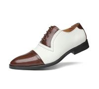 HuitJours Mens Oxfords Black WhiteTwo Tone Colors Lace up Dress Wingtip Brogues Formal Shoes Business Novelty Club Fashion Shoes, B-brown, 9 UK