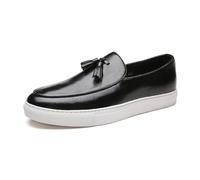 HuitJours Mens Tassel Fringe Penny Loafers Fashion Casual Slip On Driving Wedding Prom Shoes Slipper Tassel Loafer, Black, 9.5