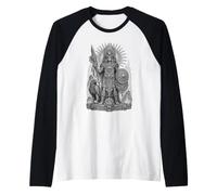 Huitzilopochtli Aztec Sun War God Sacred Line Art Raglan Baseball Tee