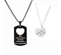 Huiuy Dad Daughter Matching Necklace Set for 2 Daddys Necklace Fathers Day Gift for Daddy from Daughter, M, Stainless Steel, No Gemstone