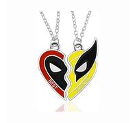 Huiuy Deadpl and Wolvers Necklace Keychains Set, Best Friend Necklace for 2, Friendship Matching Necklace, Superhero Series for Men Women BFF, Stainless Steel, No Gemstone