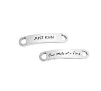 Huiuy Personalised Marathon Shoe Tags Stainless Steel Trainer Tags for Women Men Shoelace Tag Set for Runners Lover Gifts, One Mile at a Time Set, M