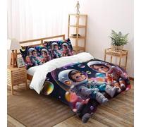 HUIVNMJK 3D Vintage Bubbles AstronautsBedding SetQuilt Bubbles AstronautsDuvet Cover 3D Vintage Bedroom Dorm Decor Pillowcases MicrofiberSuper King（260x220cm）