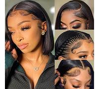 HUIWANYAN Bob Wig Human Hair 13x4 Lace Front Wigs Human Hair Pre Plucked 180% Density Glueless Human Hair Wigs for Black Women with Baby Hair 10 Inch
