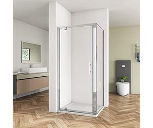 Huiyang 700mm New Pivot Hinge Shower Door Enclosure Walk in 800mm Side Panel and 800x700mm Tray Glass Screen Cubicle
