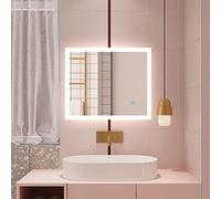 Huiyang Connected Bathroom Mirror, Anti-Fog Mirror 60 x 50 cm, Cool White (6000 K) + Dummy Switch, Vertical or Horizontal LED Mirror