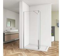 Huiyang New 1100mm Walk in Wet Room Shower Enclosure 300mm Flipper Panel Only Screen Flipper 8mm Nano Glass