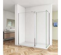 Huiyang New 900mm Walk in Wet Room Shower Enclosure 300mm Flipper Panel Only Screen Flipper 8mm Nano Glass