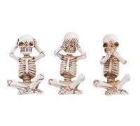 HUIYELOVE 3 Pcs Aquarium Skeleton Decor - Waterproof Resin Hear No See No Speak No Evil Figurines for Fish Tank, Halloween Gothic Underwater Scene Setup