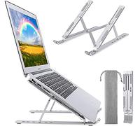HUIYOPU Laptop Stand,6 Levels of Height Adjustable Laptop Stand for Desk,Portable Foldable Aluminum Ventilated Laptop Riser, Silicone Non-Slip Notebook Riser Mount 10-17''
