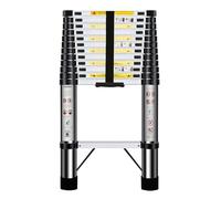 HUIYOPU Telescopic Ladder 3.8m, Retractable Stainless Steel Ladder, Step 30cm, Load Capacity 150kg, Suitable for Home Maintenance, Access to The Attic, Construction, etc.