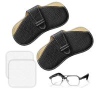 huiyoujiu Leather Glasses Case, Portable Travel Eyeglass Bag, Soft Scratch-Resistant Eyeglass Protective Case, Suitable for Both Men and Women (Black)