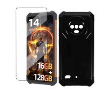 HuiYouMY 2-in-1 Case Compatible with Cubot King Kong ES Cover with 1 Pack Tempered Glass Screen Protector for Cubot King Kong ES, Slim Fit Soft TPU Shockproof Anti-Scratch Phone Case - Black