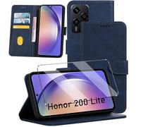 HuiYouMY 2-in-1 Case Compatible with Honor 200 Lite Leather Phone Case, Wallet Case Cover [Card Slots] [Kickstand] Magnetic Closure Full Protection Book Folio Design wallet flip phone case - Navy