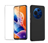 HuiYouMY 2-in-1 Case Compatible with TCL 605 Phone case with 1 Pack Tempered Glass Screen Protector for TCL 605, Slim Fit Soft TPU Shockproof Anti-Scratch Phone Case - Black