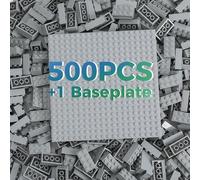 HUIZDQ 2X4 500 Pieces Building Bricks, Classic Bulk Small Blocks, Classic Building Bricks Set Basic Building Blocks Compatible with All Major Brands(Light Grey)