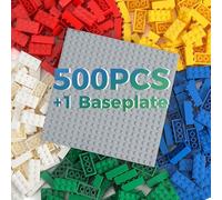 HUIZDQ 2X4 500 Pieces Building Bricks, Classic Bulk Small Blocks, Classic Building Bricks Set Basic Building Blocks Compatible with All Major Brands(Multicolour)