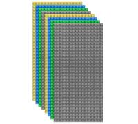 HUIZDQ 8 Pack Classic Baseplates Building Plates for Building Bricks 100% Compatible with All Major Brands-Baseplate, For Kids 3 Years Up, 5" x 10", Multicolored