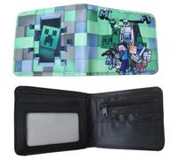 HUIZHILANXIN Cartoon Mineraft Character PU Leather Wallet, Bifold Short Wallet with ID Window, Portable Compartments Purse, Coin & Card Holder, Travel Purse, Perfect for Birthdays, Holidays