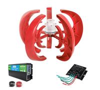 HUIZHITENGDA 12V, 3000W Vertical Axis Wind Turbine Generator Low Noise Low Start Wind Speed 12V 24V 48V Windmill Off Grid System with MPPT Charger(Red)