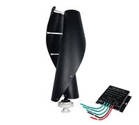 HUIZHITENGDA Low Noise 16000W Vertical Axis Wind Turbine Generator,12V-220V 2 Leaves Windmill Spiral Turbine Wind Power Kit with MPPT Charger Controller (Black),24V