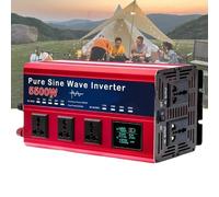 HUIZHITENGDA Pure Sine Wave Power Inverter 5500W 12/24/48/60/72V DC To 110V 220V AC Voltage Converter with LCD Display, for Home/RV/Truck/Car/Camping(Red),24V TO 220V