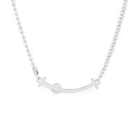 HUIZIUYUQI Smile Face Minimalist Choker Necklace Stainless Steel Link Chains Adjustable Statement Relationship Thin Slim Chain Necklace Christmas New Year Gifts for Women Men Daughter, 15inch, Metal