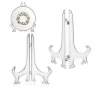 huiziyi 2pcs Clear Acrylic Easels, Plastic Plate Stands Holders Fold Display Stand, Folding Plate Holder for Picture Frame Photo Artwork Home Decoration(5 inchx1)