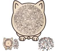 HUJINGLI 135-Piece Morandi-Colored Cat Shaped Wooden Jigsaw Puzzle, Cat Shaped Wooden Puzzle, Unique Animal Shape WoodPuzzle, CreativePuzzle Gifts for Cats Lovers, Home Decor