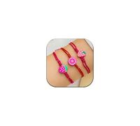 HUJUON Handmade Weave Fruit Bracelet Sets for Women Colorful Cute Fruit Adjustable Bracelet Strawberry Lemon Watermelon Polymer Clay Bracelet Friendship Jewelry, S, Resin, soft clay
