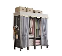 HUJZJY Folding Wardrobe with Metal Frame, Freestanding Clothes Storage Cabinet, Portable Fabric Closet, Large Capacity Wardrobe for Bedroom, Dorm, Apartment, Space Saving Wardrobe