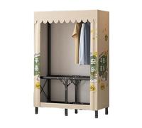 HUJZJY Portable Wardrobe Closet Clothes Storage Organizer with Hanging Rod Fabric Cover Foldable Wardrobe Clothes Rack Large Capacity Wardrobe For Bedroom Closet Garment Rack