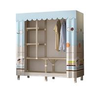 HUJZJY Portable Wardrobe, Folding Wardrobe Closet with Fabric Cover, Clothes Organizer with Hanging Rail, Foldable Wardrobe Storage, Large Capacity Closet for Bedroom, Easy Installation