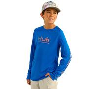 HUK Kids Pursuit Graphic Long Sleeve Fishing Shirt, Ocean Blue, L