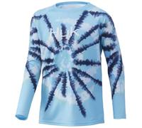 HUK Kids' Pursuit Long Sleeve Sun Protecting Fishing Shirt, Spiral Dye-Baltic Sea, S