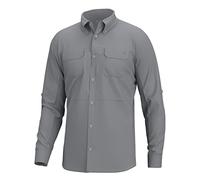 HUK Men's A1a Woven, Performance Long Sleeve Button Shirt, Harbor Mist, Small