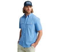 HUK Men's Back Draft Solid Short Sleeve Button, Vented Fishing Shirt, Marolina Blue, XL